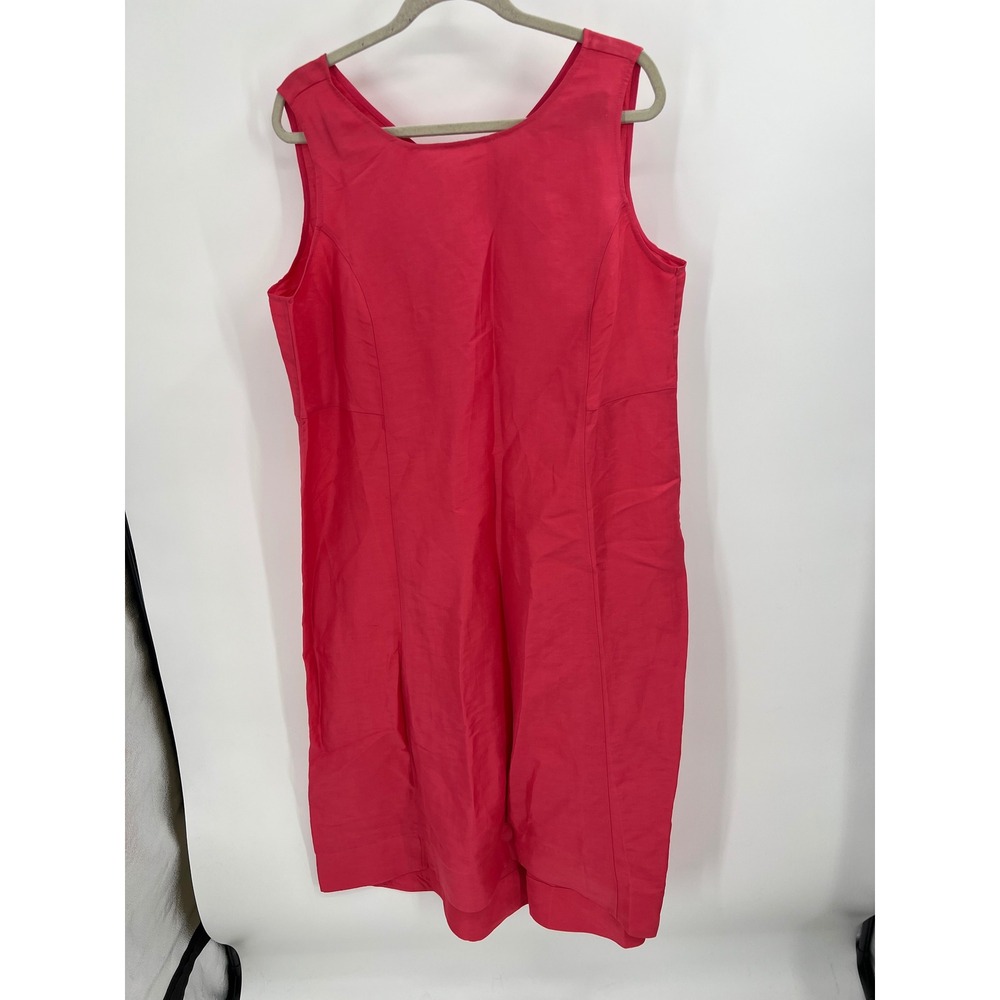 J. Jill Strawberry Pink Linen Blend Sleeveless Midi Shift Dress XL New